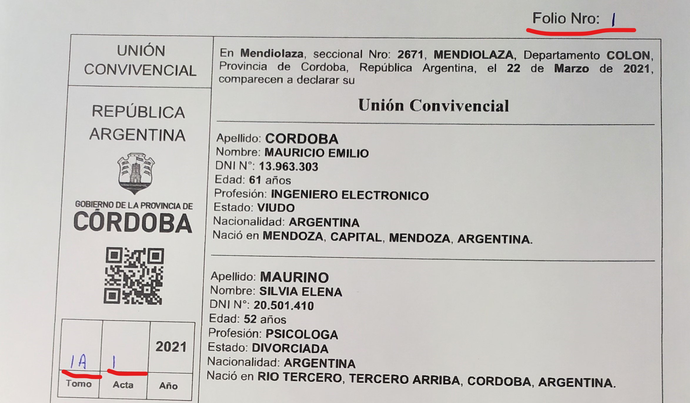 Primera Unión Convivencial en Mendiolaza