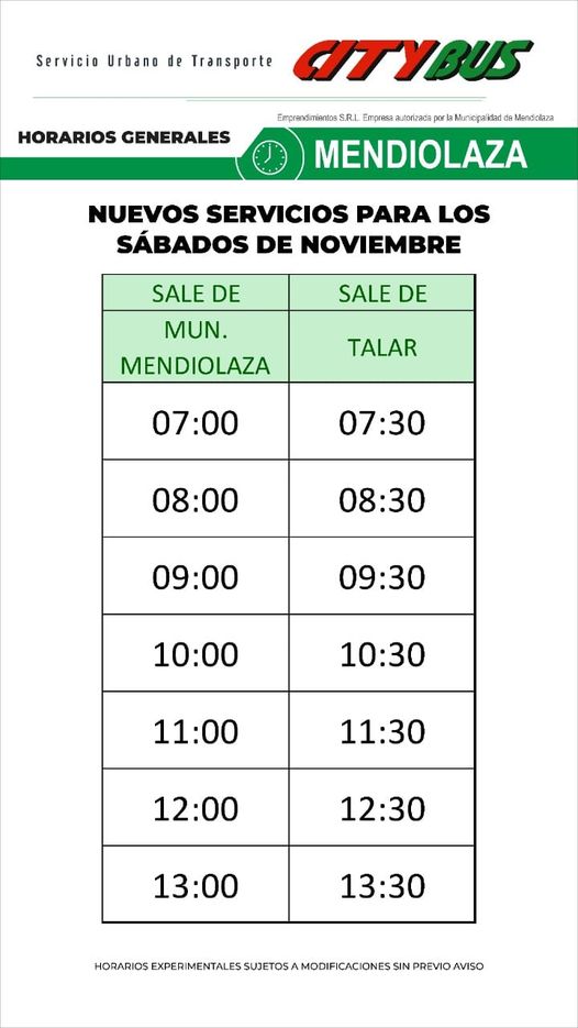 Aumento del urbano en Mendiolaza horario