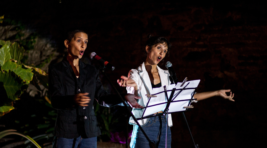 Gemelas enfermedad y arte en Mendiolaza actuando