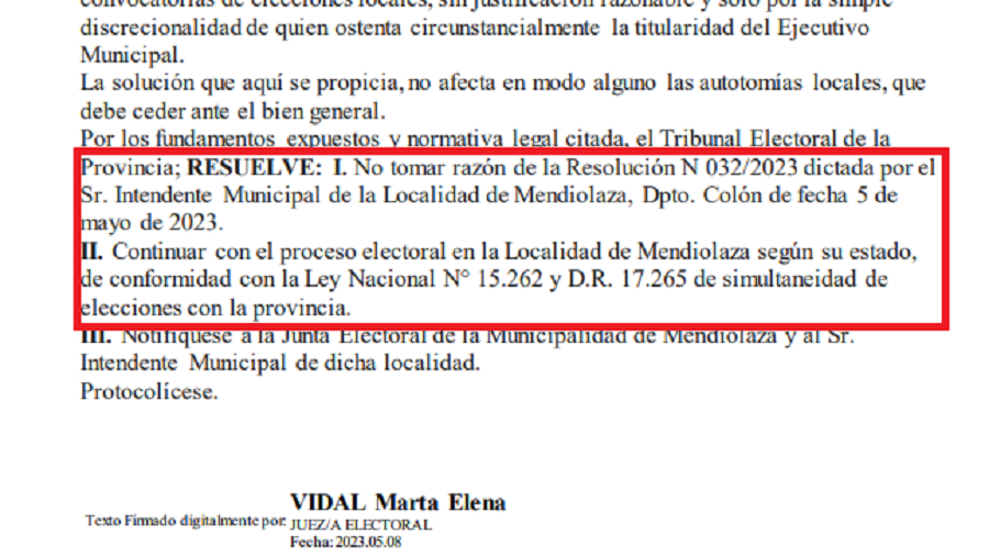 Rechazaron postergación en Mendiolaza