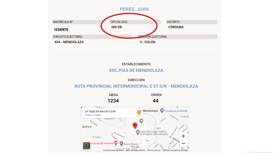 Ejemplo de busqueda en el padrón electoral