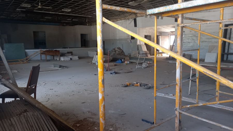 Interior del salón Cacho Segui en obras