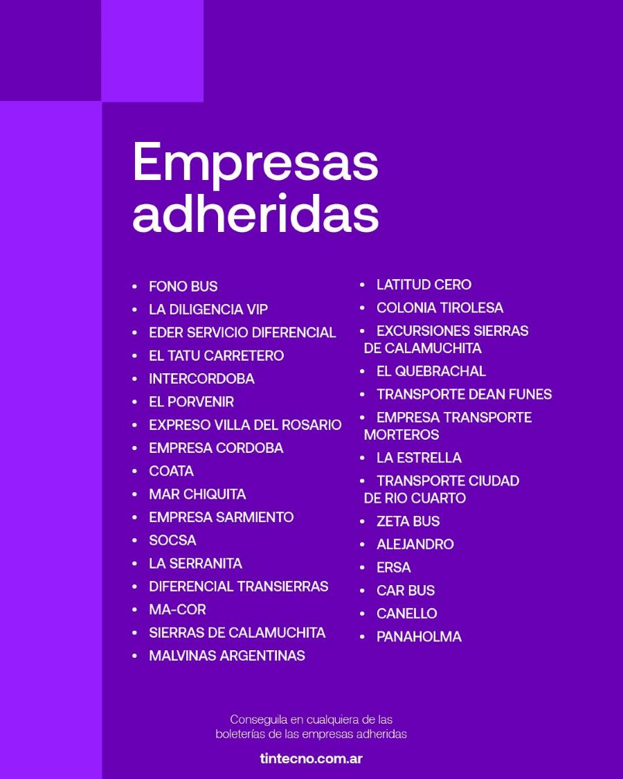 Listado de empresas que reciben la tarjeta TIN