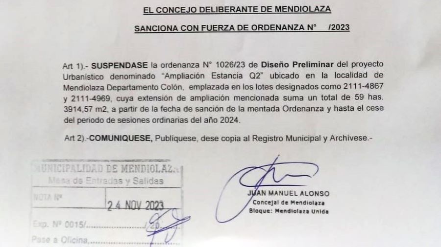 Ordenanza presentada por Juan Alonso