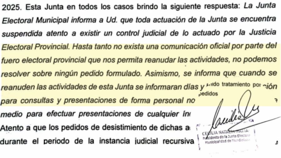 Respuesta de la Junta al TSJ por la revocatoria en Mendiolaza
demendiolaza